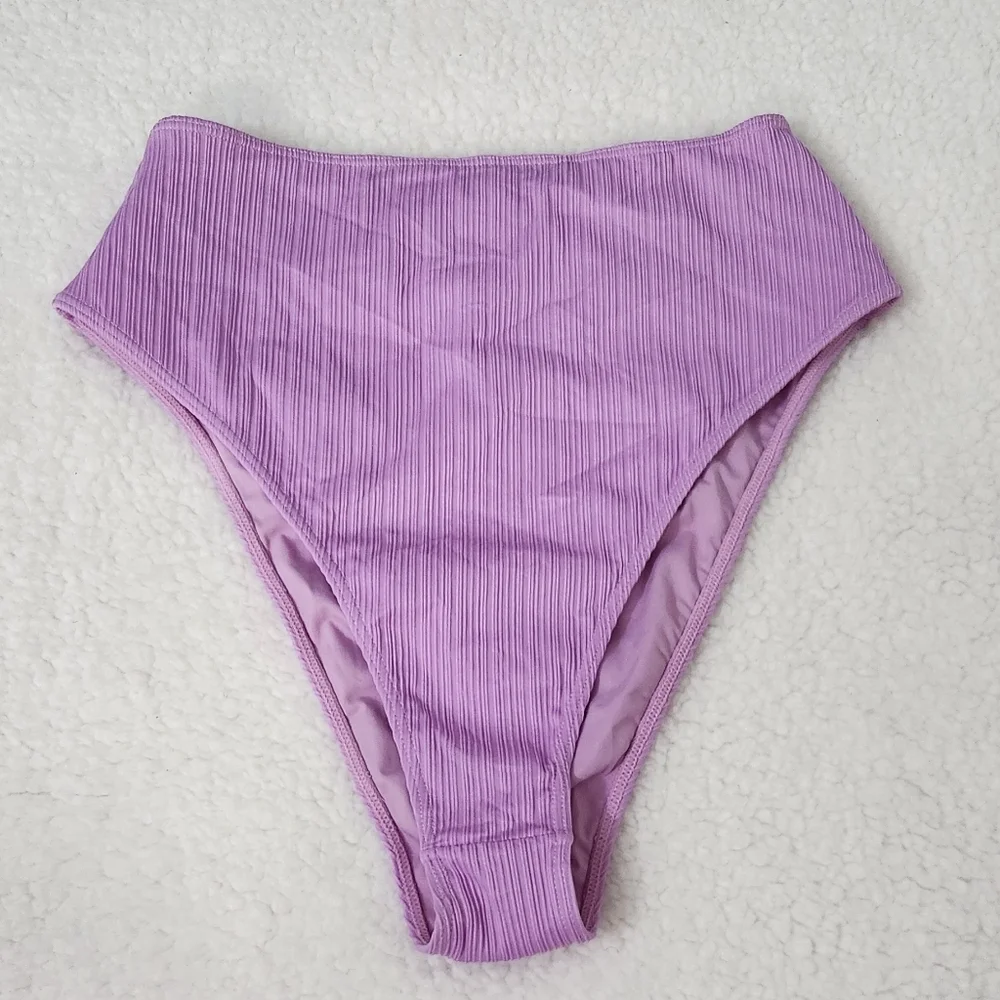 New!Frankie's Bikinis Anne‎ Plisse Full Coverage High waisted Bikini Bottom